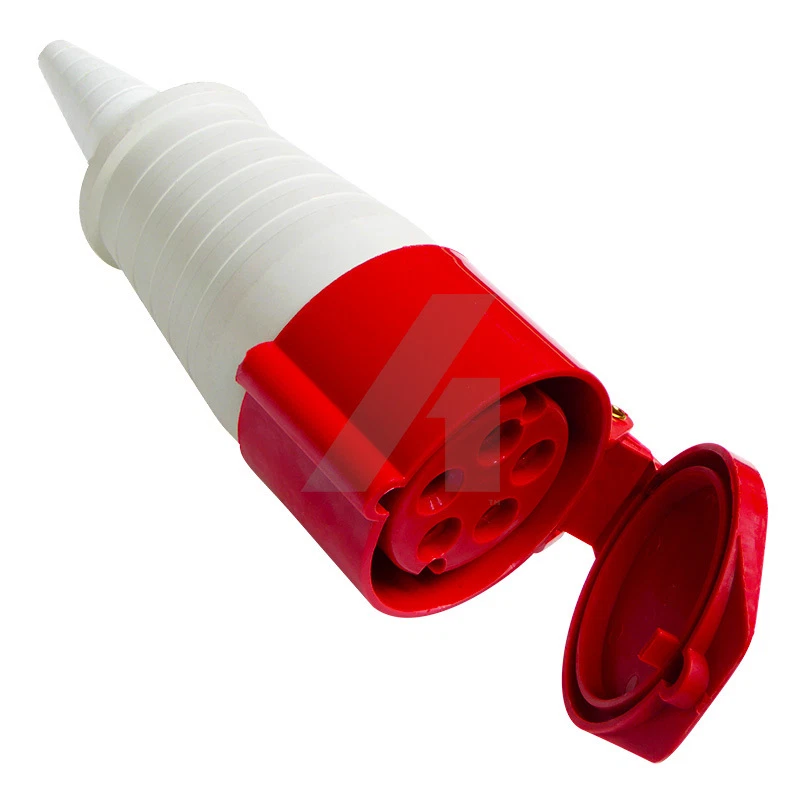 32 Amp 5 Pin Plug & Coupler Socket Waterproof IP44 3 Phase 415V 3P+N+E 32A Red - Image 3 of 4