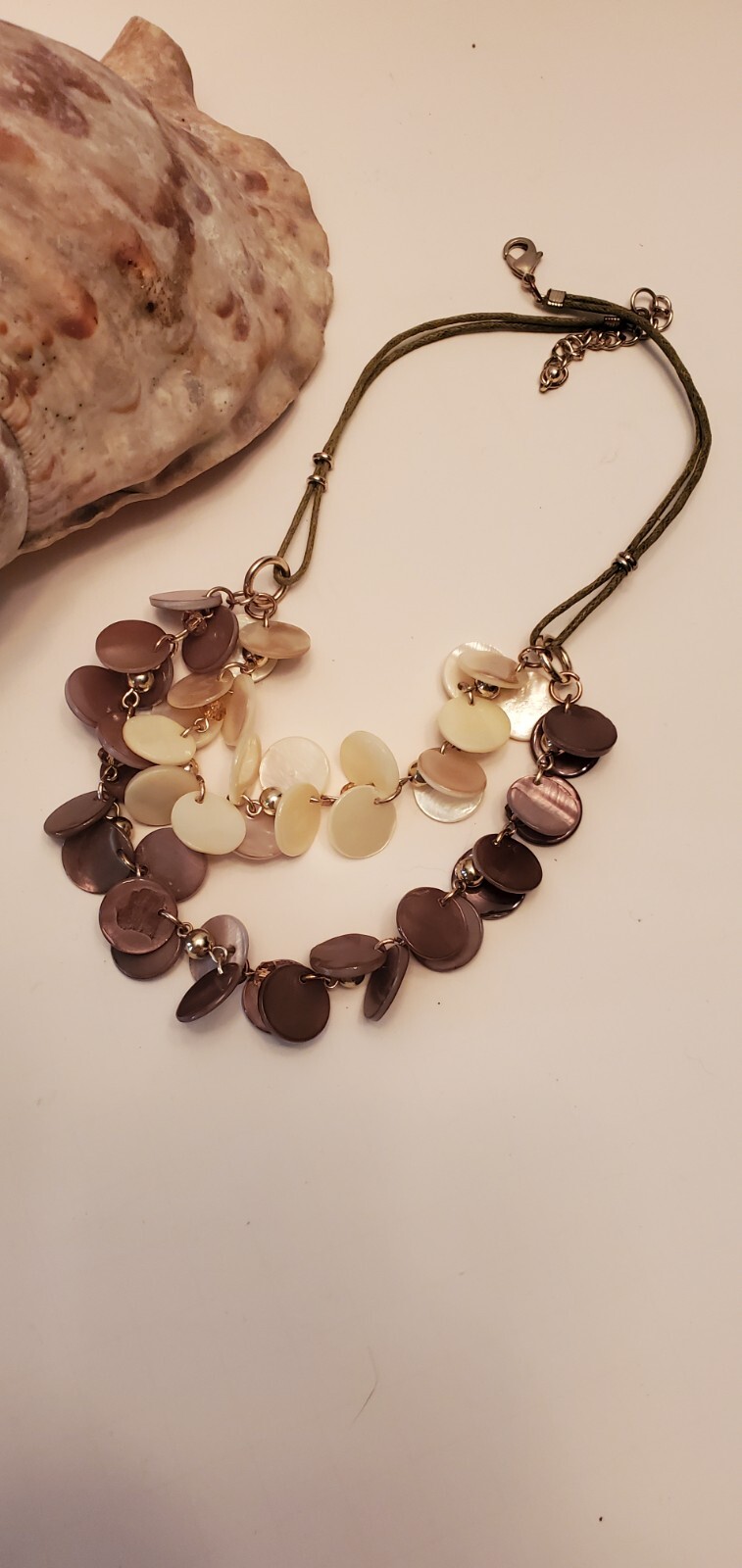 Mother Of Pearl Acrylic Disks Necklace Item N 1 eBay