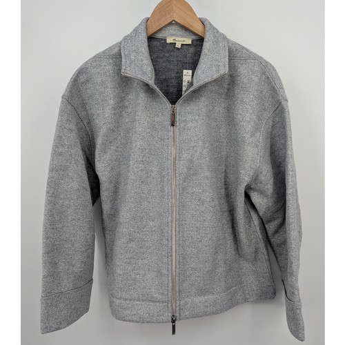 NUEVA Chaqueta Madewell Gris Mezcla de Lana Cremallera Para Mujer Talla M Minimalista Cuello Simulado Nueva Con Etiquetas - Imagen 1 de 5