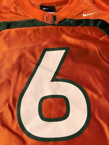 Vintage Nike University of Miami Football #6 Youth Medium 12-14 Kids NWOT - Picture 4 of 9