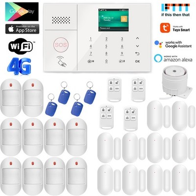 D40 Tuya APP WiFi+US/EU 4G Sim Card Wireless Home Security Alarm Burglar System