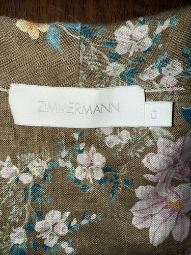 Zimmermann Dress Size 0 AU 8-10 US 4-6 Cassia Wrap Tie Linen Midi Maxi Floral - Picture 9 of 12