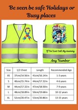 Chaleco Prendas para el torso Hi Vis Niños Diseño Elegante Si Perdió Autismo Momia Edad 3-4 4-6 7-9