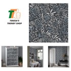 Brand 17.3''x393'' Blue Peel and Stick Boho Dark Blue Floral Contact Paper Re...