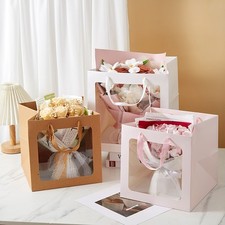 5pcs Thick Paper Bags with Transparent Window For Gift Packaging bags Supplies