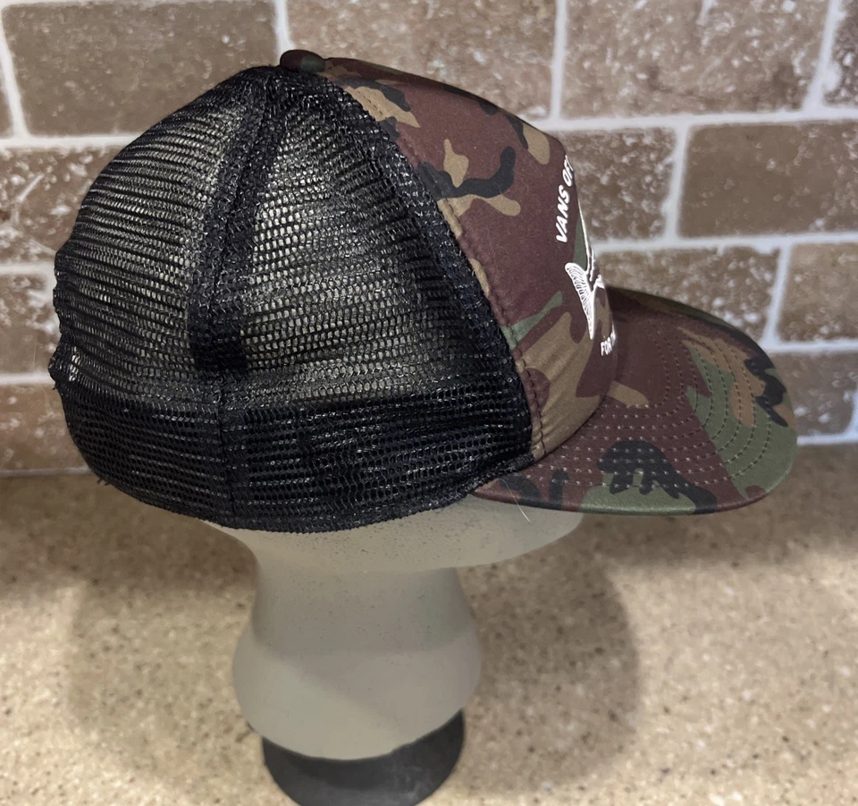 Vans “For The Halibut” 66 Camo Trucker Hat Snapback Mesh Y2K Skater Streetwear - Image 2 of 4