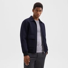 New THEORY Mens Sean Wool Cashmere Zip Up Jacket Size Medium In Baltic 745 NWT