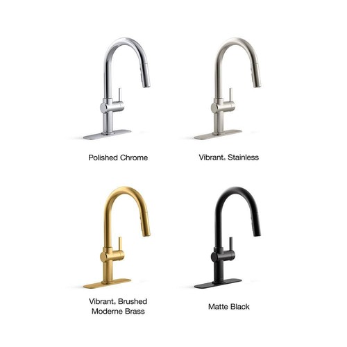 KOHLER Clarus Single Handle Pull Down Sprayer Kitchen Faucet in Matte Black - Picture 7 of 8