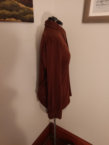 1970s Vintage Men's Long Sleeve Munsingwear Shirt Retro MCM menswear Top Brown - Picture 4 of 8