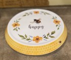 Bee Happy Melamine Pedestal Serving Plate Platter 4.5” Tall
