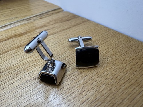 Vintage Manschettenknöpfe mit schwarzem Stein Sterlingsilber - Bild 2 von 2