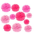  12 PCS Flower Party Decorations Tissue Paper Pompoms Balls Crepe Flowers