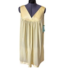 Vintage Vanity Fair Nightgown Yellow Nylon Tricot NWT L