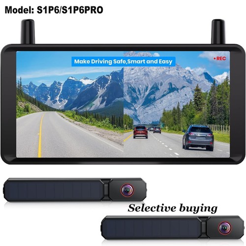 AUTO-VOX DVR Recording Solar Wireless Backup Camera 6" Split Monitor SUV Truck