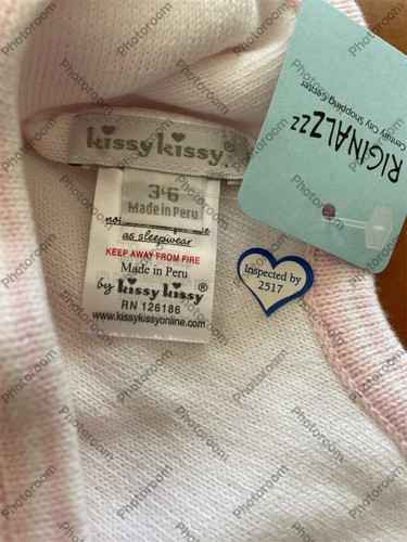 Kissy Kissy NWOT Pink/White Stripe Cotton Knit Ear flap Hat-3-6Mos - Picture 2 of 3