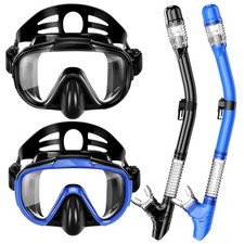 Snorkeling Gear for Adults, Dry Top Snorkel Set with Panoramic Anti-Leak and ...