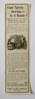 1901 New Companion Sewing Machine Advertisement Perry Mason Company Boston, Mass