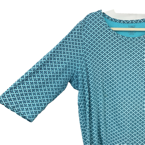 LL Bean Damengröße 3X Shirt blau bedruckt 3/4 Arm Oberteil Supima Baumwolle - Bild 4 von 8