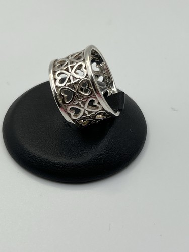 Vintage 24 Hearts Band Ring Sterling Silver 925 Romantic Size 6.5 Love 6.42g - Picture 6 of 12