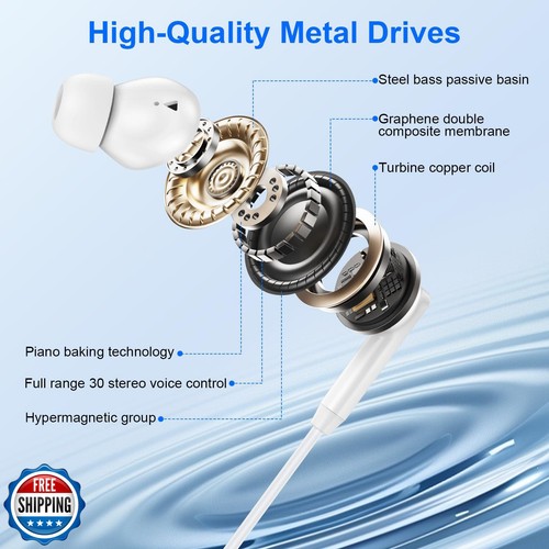USB C Wired Earbuds Ear Buds for iPhone 16 Pro Max 16e 16 Plus 16Pro 15 Pro M - Picture 5 of 5