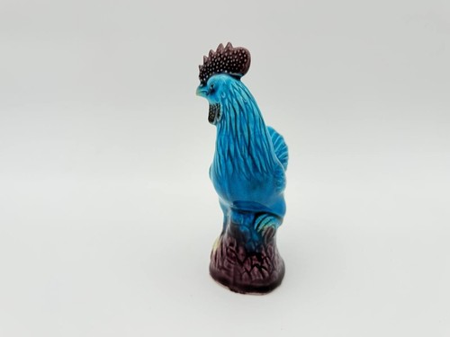 Vintage Chinese Export Pottery Turquoise Glazed Rooster Figurine 16 cm Tall 1930 - Picture 8 of 9