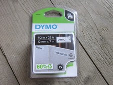 DYMO D1 Standard Labels (2 rolls) 1/2" x 23' Black on White (1926208)