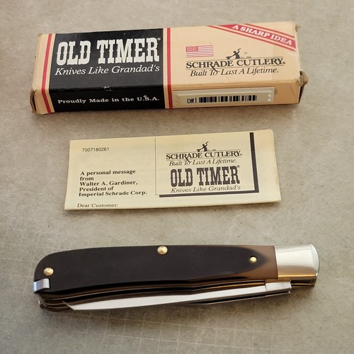 SCHRADE OLD TIMER 96OT BEARHEAD TRAPPER Knife USA Delrin Handles CS Blades - Picture 2 of 8
