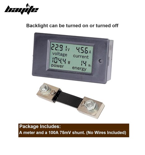Multímetro digital DC 6.5-100V 0-100A medidor de energía LCD con derivación - Imagen 3 de 9
