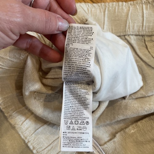 GAP Easy Pant Linen Blend Cropped Sand/Beige Straight Leg Cargo Size L New NWT - Picture 9 of 11