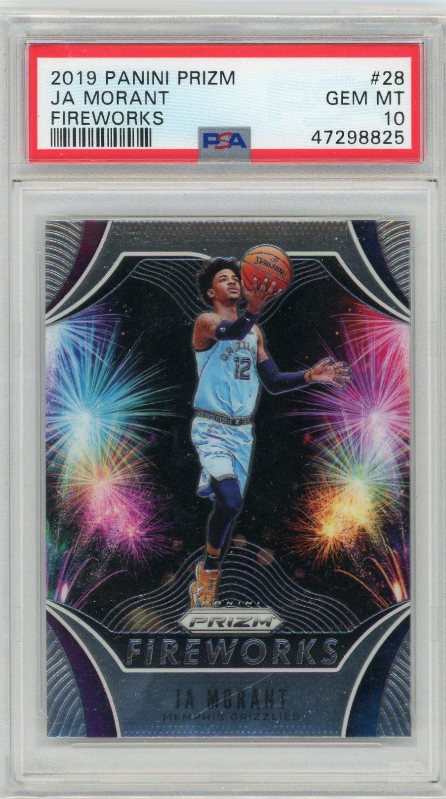 2019 Panini Prizm Ja Morant Fireworks #28 PSA 10 Rookie RC