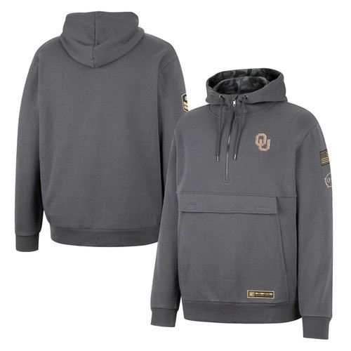 Men's Colosseum Charcoal Oklahoma Sooners OHT Military Appreciation Quarter-Zip