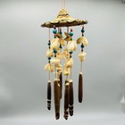 Handmade Seashell Straw Hat Wind Chime 10 Inches Long