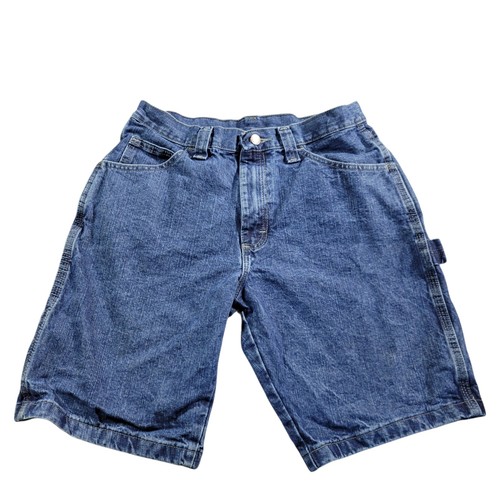 Wrangler Jeansshorts Herren 30 Carpenter Workwear Relaxed Dark Wash Distressed