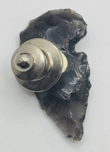 Obsidian Arrowhead Vintage 1940's - Men's Neck Tie Tack Pin 1” - Picture 3 of 6