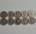 Mercury Dime 10C Lot of 10 Silver .900 Business Strike Mixed Dates 1920-1945