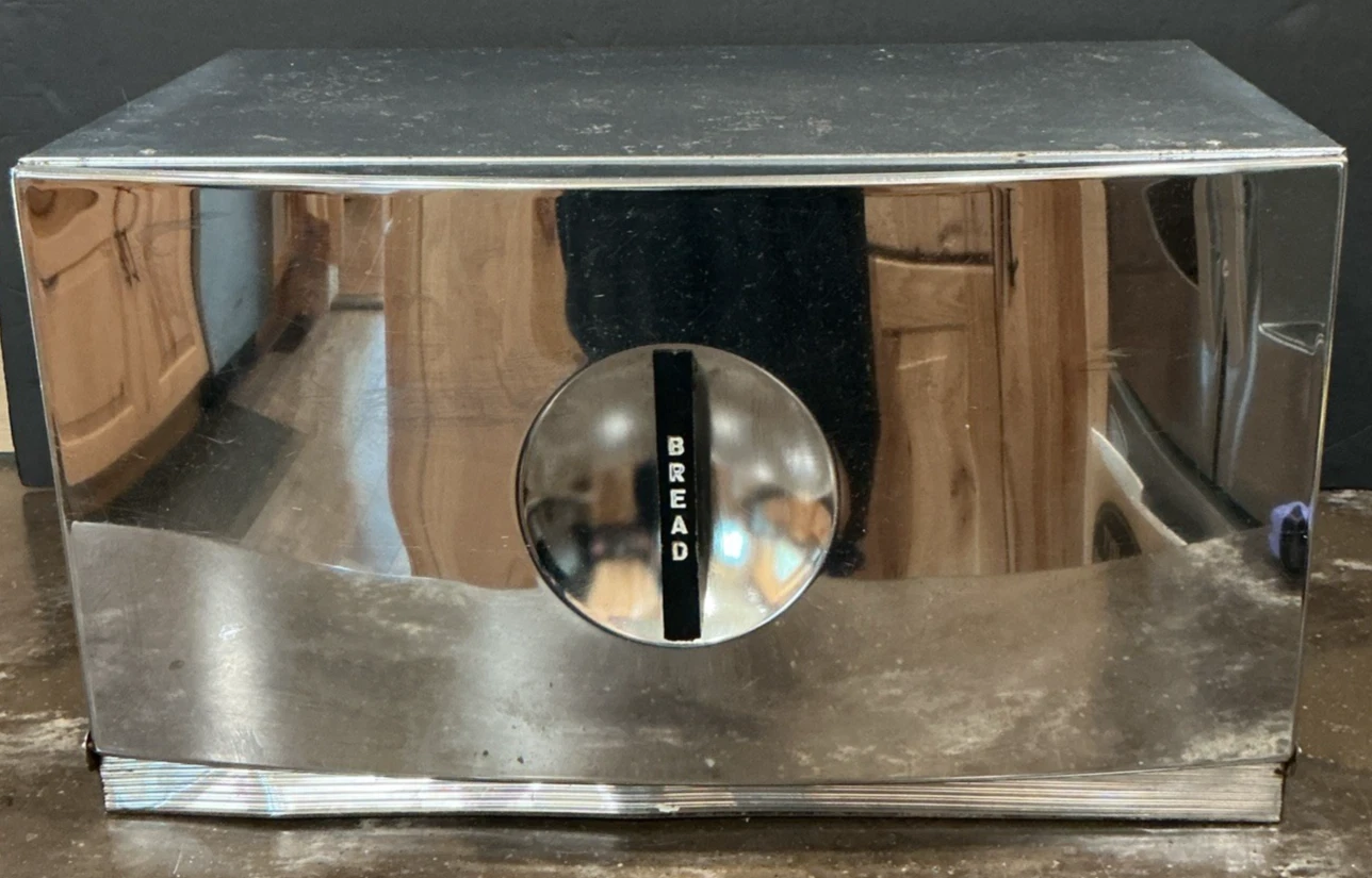 Vintage Chrome Bread Box MCM Mid Century Modern Pie Shelf Storage Kromex ?