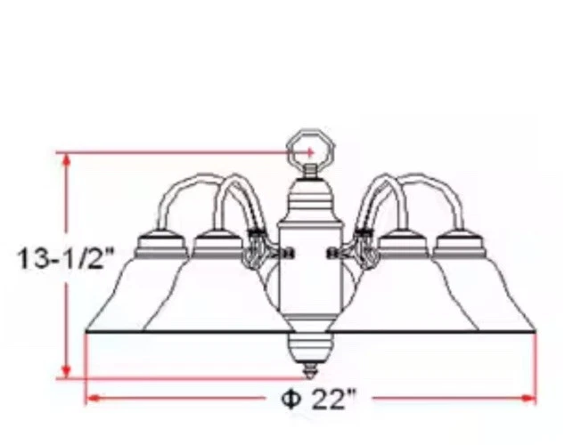 Lámpara de araña Design House 511535 Millbridge 5 luces 22" de ancho, níquel satinado Foto 3 de 4