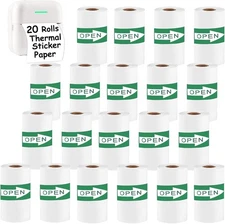 20 Rolls Self-Adhesive Thermal Paper, Glossy Printer Paper Sticker 