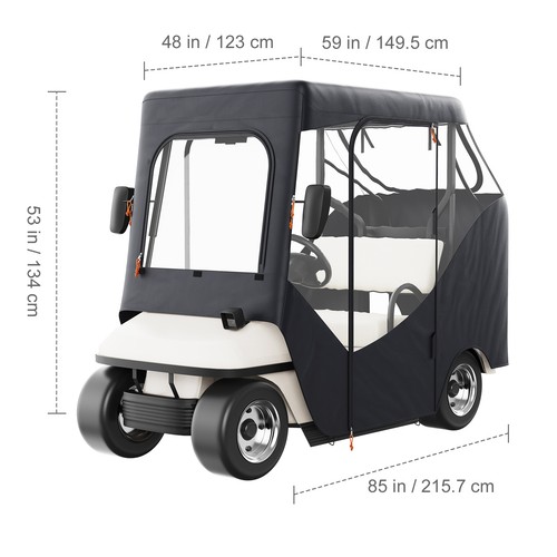 Uimoso 2-Person Golf Cart Cover Waterproof Enclosure with Durable 600D Polyester - Picture 8 of 12