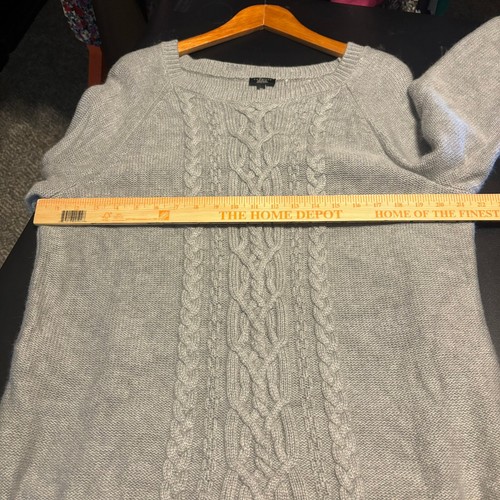 Maglione Talbots Angora maglia cavo donna più 2x girocollo grigio treccia testurizzata - Foto 7 di 8
