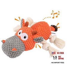 Dog Plush Toy for Large Aggressive Chewers,Indestructible Dog Squeaky Orange
