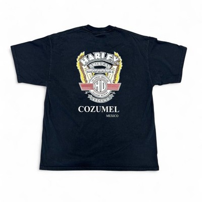 Harley Davidson Motorcycles Vintage 90s Cozumel Mexico Biker Black T-Shirt Sz XL