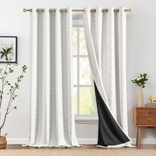 Jinchan 95 Blackout Boho Curtains 96" Long for Bedroom Living Room, Off-White