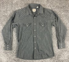 Ely Cattleman Western Pearl Snap Shirt Black Silver Gold Disco Cowboy Sz 16 33