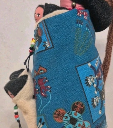 Muñeca Navajo Vintage Hecha a Mano 9" Madre Con Bebés - Imagen 13 de 17