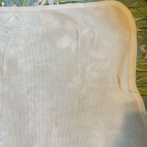 Vintage Leuchtfeuer weiß Waffelmuster Strick Baby Decke Krippe 100 % Baumwolle USA - Bild 9 von 9