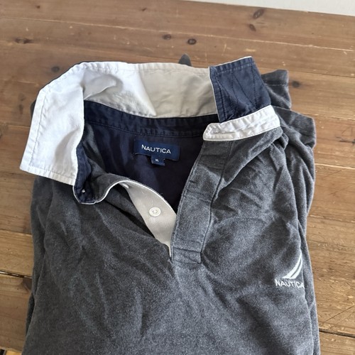 Nautica Rugby Polo Top Jumper Sweatshirt Size XL Mens Long Sleeve Grey Shirt - Imagen 10 de 24
