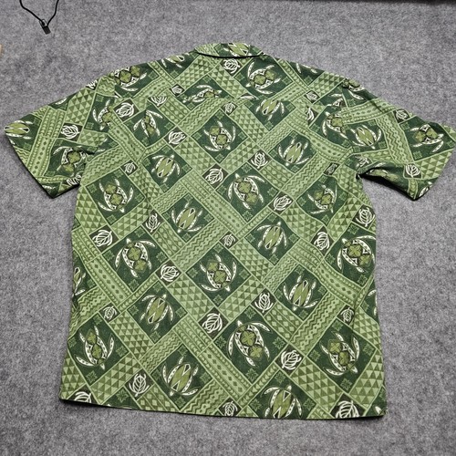 Royal Creations Turtle Hawaiian Shirt Men XL Green White Mosaic Tribal Print - Picture 5 of 10