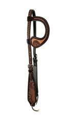 Showman Two-Tone Leather Single Ear Headstall w/ Floral Tooling