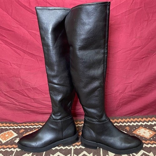 Steve Madden LEZA schwarze Overknee-Reitstiefel aus veganem Leder Größe 9 - Bild 5 von 9